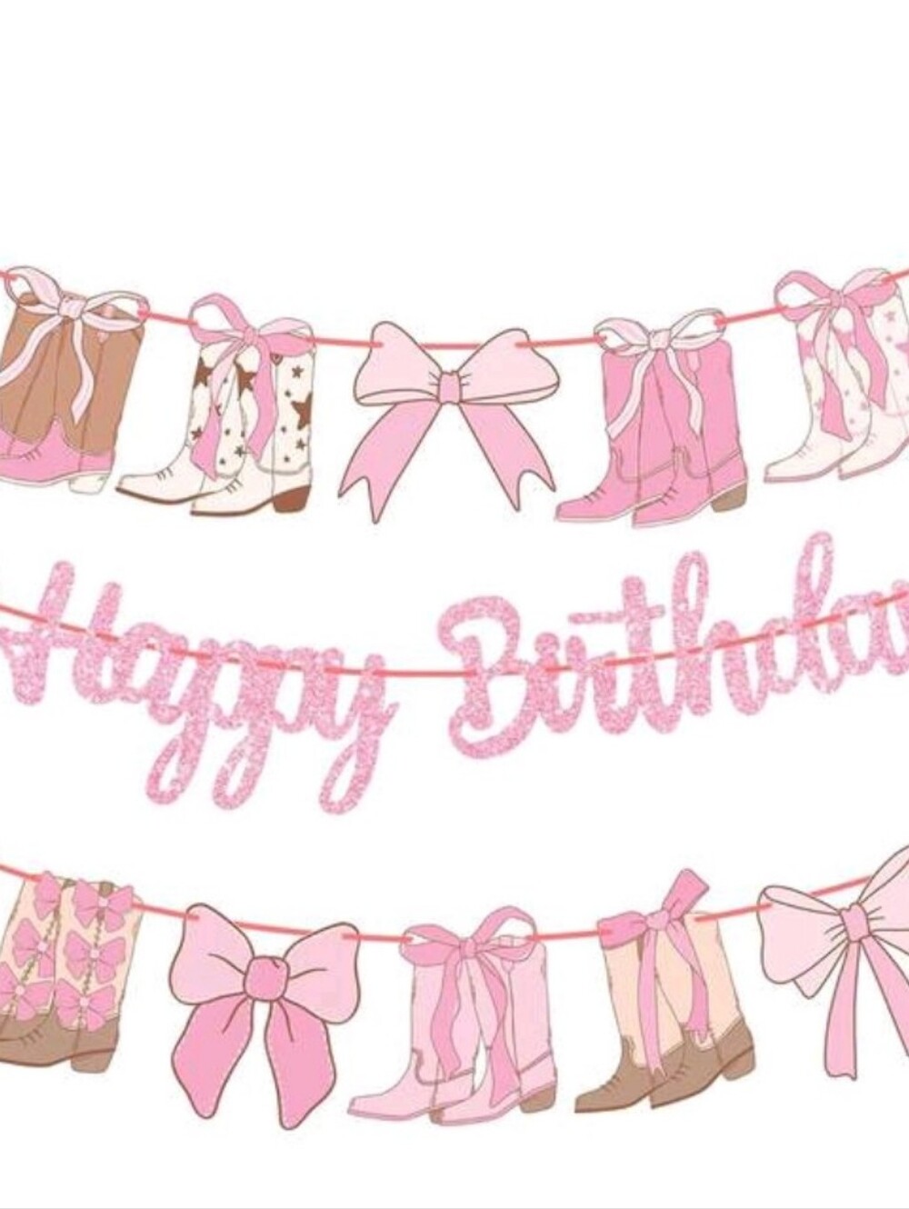 Pink Cowboy Boots 'Happy Birthday' Party Banner